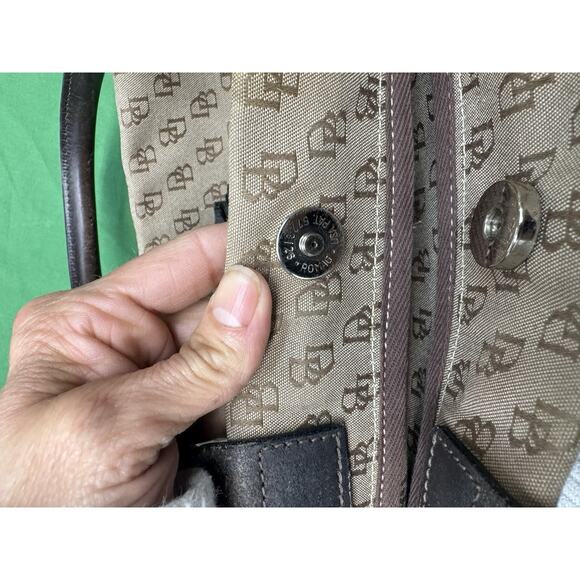 DOONEY & BOURKE Bag Purse Vintage Signature DB Canvas Leather Tote Handbag Brown - Picture 7 of 8